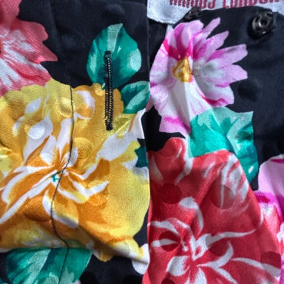 Vintage Maggy London Womens 100% Silk Floral Polka Dot Blouse Size 6 Black Multi - Picture 4 of 8